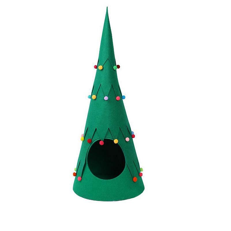 Pet felt Christmas tree foldable tent Cat dog semi-enclosed four seasons general purpose pet kennel dog bed Cat bed3
