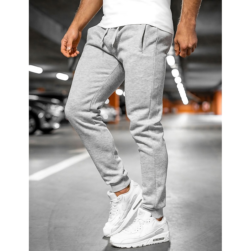 Men's Sweatpants Joggers Pocket Drawstring Elastic Waist Plain Comfort Breathable Outdoor Daily Going out Fashion Casual Black Light Grey - Main Image