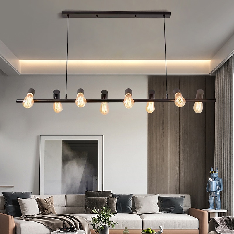 LED Pendant Light Line Design 100/120cm Metal Artistic Style Modern Chandelier Modern Simple Nordic Minimalist Light Luxury Restaurant Long Bar Table Dining Room 110-120V 220-240V3