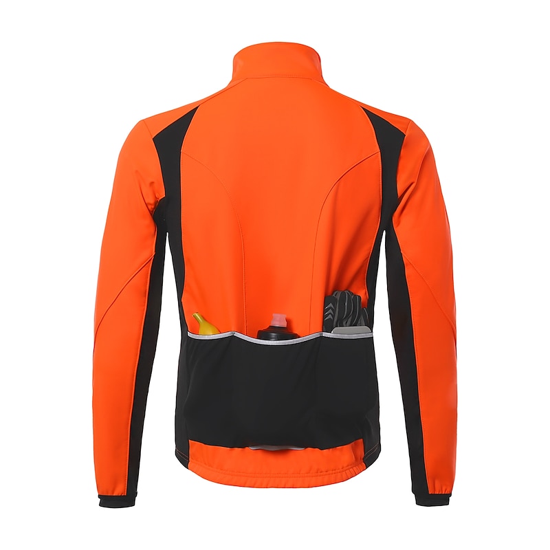Men's Cycling Jacket Windbreaker Fleece Jacket Winter Warm Moisture Wicking Breathability Back Pocket Bike Jacket Tracksuit Mountain Bike MTB Road Bike Cycling City Bike Cycling Black Burgundy Orange3