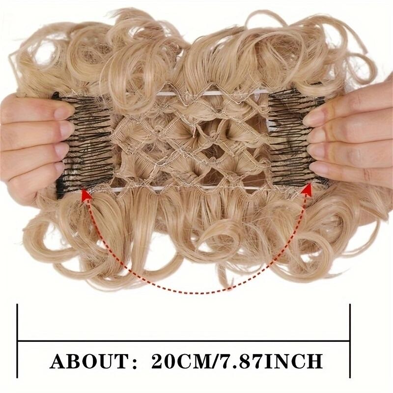 Synthetic Messy Curly Chignon With Rubber Band Hair Bun Two Plastic Comb Clip In Updo Cover Hair Ponytail For Women 25 Color4