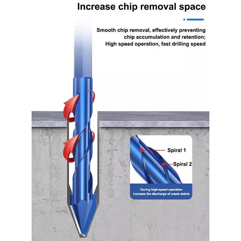 Superhard Alloy Steel Ceramic Tile Concrete Superhard Spiral Groove Eccentric Drill Bit Special Cement Triangular Drilling Tools4