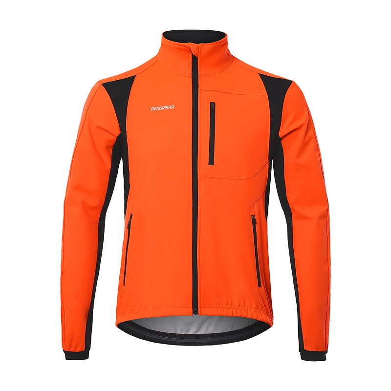 Men's Cycling Jacket Windbreaker Fleece Jacket Winter Warm Moisture Wicking Breathability Back Pocket Bike Jacket Tracksuit Mountain Bike MTB Road Bike Cycling City Bike Cycling Black Burgundy Orange2