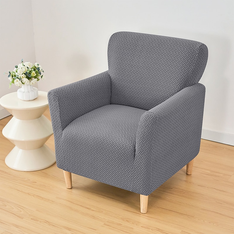 Stretch Single Sofa Cover Burgundy, Spandex Armchair Slipcover anti Scratch for Cats Dogs, 1 Seater Couch Furniture Washable Protector with Elastic Bottom4