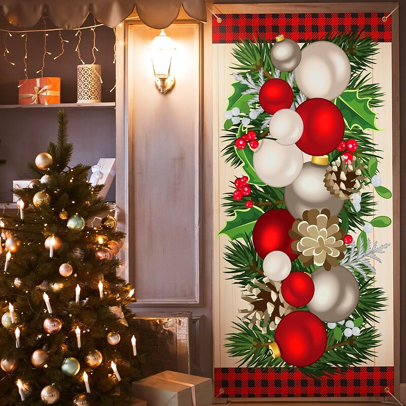Christmas Door Decorations Decorations Ornament Door Covers Door Tapestry Door Curtain Decoration Xmas Backdrop Door Banner for Front Door Holiday Party Decor Supplies3