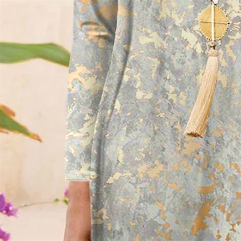 Women's Maxi Dress Vintage Bohemian A Line Dress Crew Neck Long Sleeve Casual Swing Dress Shift Dress Fashion Streetwear Modern Outdoor Daily Date Regular Fit Tie Dye Yellow Fall Winter2