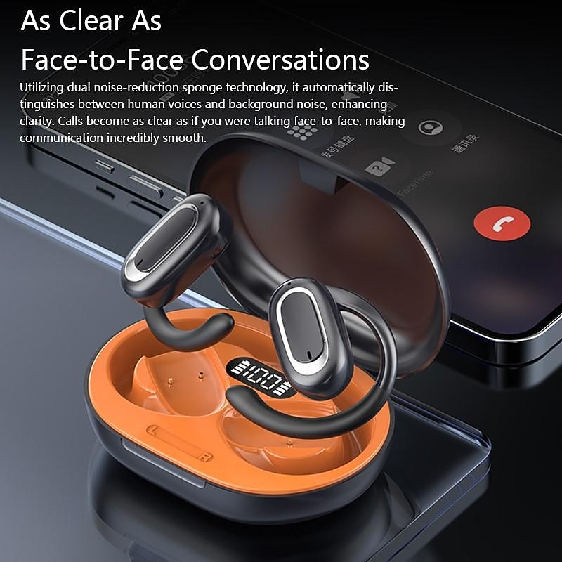 OWS Wireless Bluetooth Earbuds Sport Earhook Headset Touch Control Over Ear Headphones with Charging Case