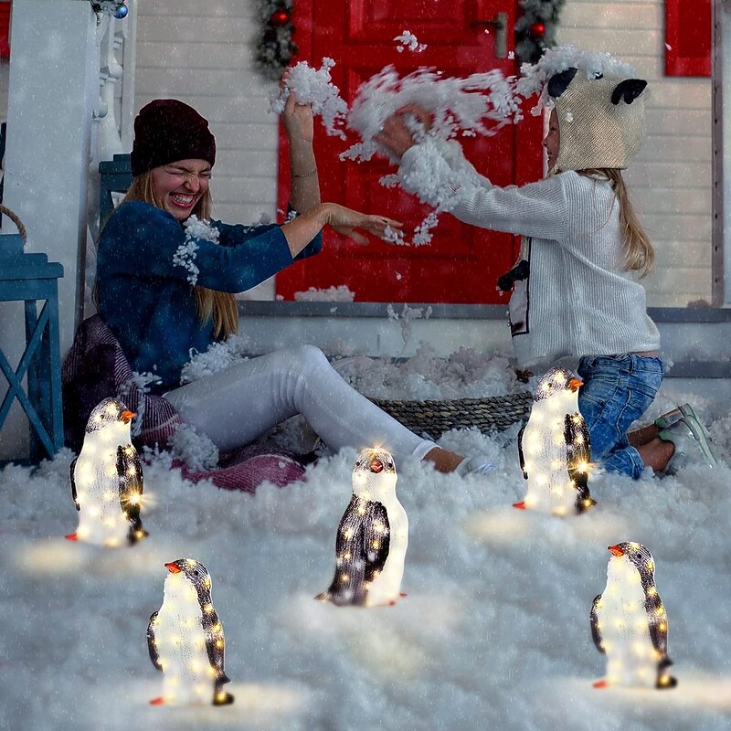 3pcs Christmas Garden Penguin Light Outdoor Decor Night Light 20LED Battery Powered Christmas Party Yard Pathway Winter Decoration3