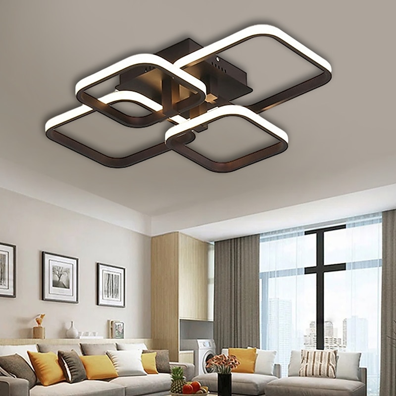 4-Light 58 cm Square Shapes  Design Ceiling Lights LED Aluminum Silica gel Ceiling Lamp Modern Nordic Style Kids Room Bedroom Lights 110-120V 220-240V