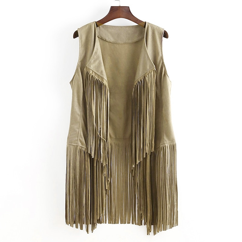 Retro Vintage 1960s 1970s Suede Vest Hippie Disco Tassel Fringe Fancy Dress Women's Girls' Christmas Halloween Carnival Performance Party / Evening Pride Parade Adults' Vest2