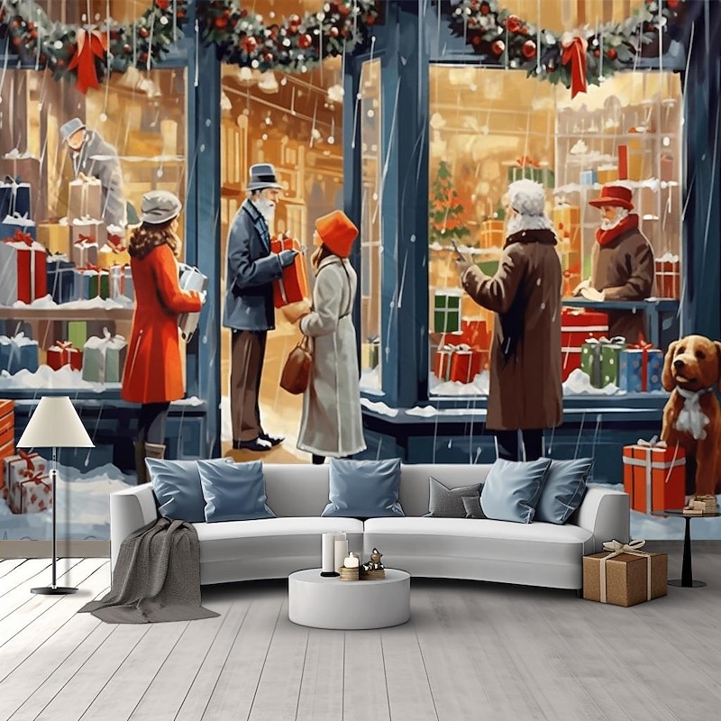 Christmas Decorations Winter Display Hanging Tapestry Wall Art Xmas Large Tapestry Mural Decor Photograph Backdrop Blanket Curtain Home Bedroom Living Room Decoration2