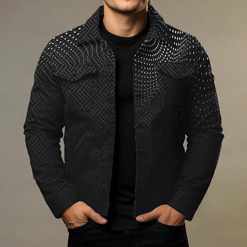 Men's Optical Illusion Geometric Pattern Shirt Shirt Jacket Overshirt Long Sleeve Fashion Streetwear Designer Outdoor Casual Daily Fall & Winter Turndown Print Black Navy Blue Purple Brown Green