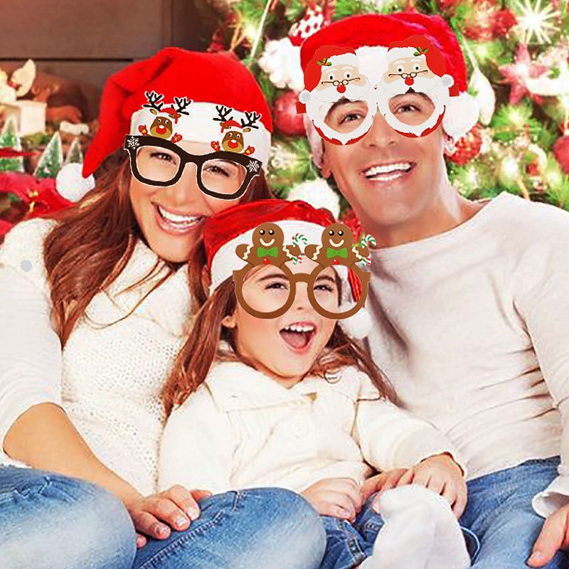9pcs Christmas Santa Claus Snowman Christmas Tree 3D Paper Glasses Adult Children's Party Photography Props3
