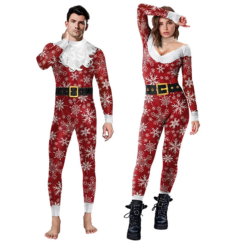 Santa Claus Mrs.Claus Onesies Men's Women's Family Matching Outfits Adults' Christmas Masquerade Christmas Eve Christmas Party Onesie