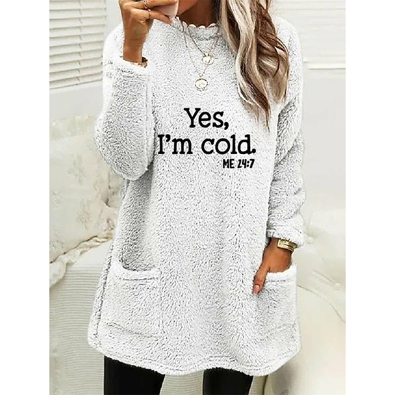 Women's Loungewear Top Letter Casual Comfort Home Street Bed Polar Fleece Warm Breathable Crew Neck Long Sleeve Pullover Pant Pocket Fall Winter Home Outfits4