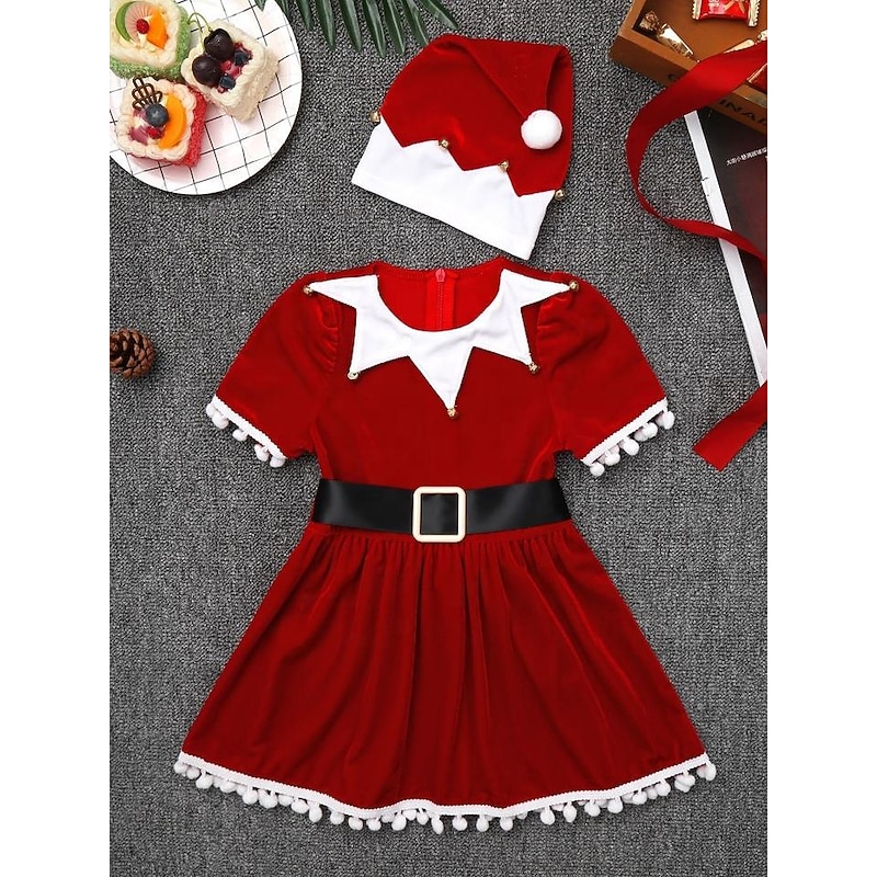 Elf Fancy Costume Cosplay Costumes Santa Hat Girls' Christmas Cosplay Costume Kid's Christmas Christmas Eve Christmas Party Costume4