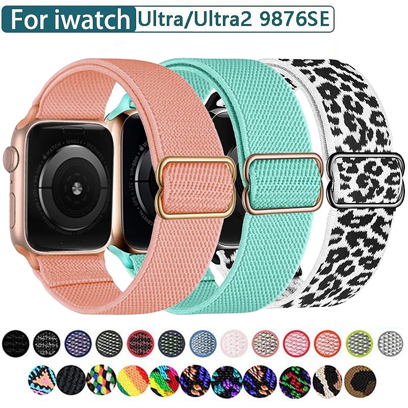 Nylon Elastic Adjustable Strap for Watch series Ultra/Ultra 2 49mm 9 8 7 6 se 5 4 3 2 1 Sport breathable bracelet for Smart watch band 45mm 44mm 40mm 44mm 42mm 38mm