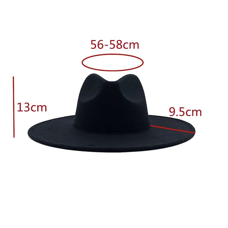 Punk Gothic Wide Brim Hat Fedora Hat Witchy Stiff Women's Fashion Accessory Black Wool Wide Brim Steampunk Witch Hat4