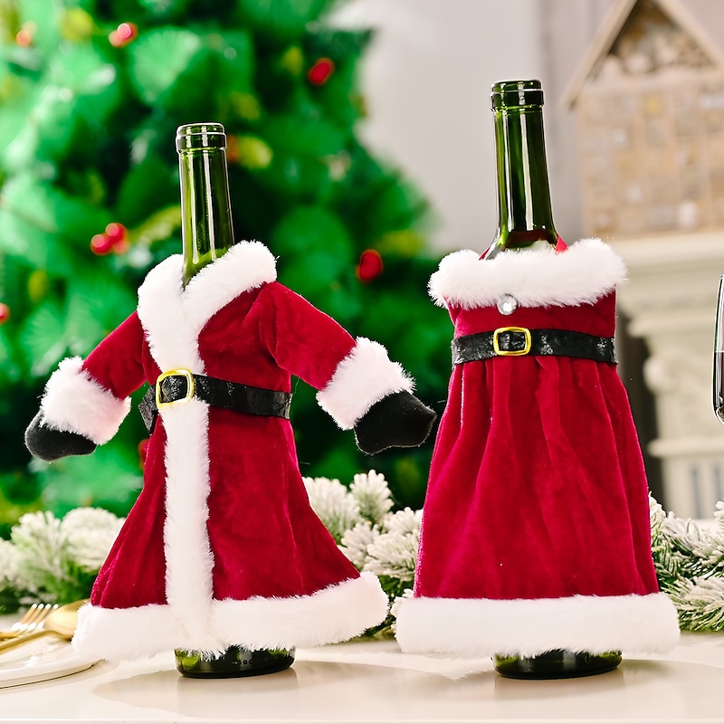 1pc Christmas Wine Bottle Cover,Sweater Santa Claus Wine Bottle Covers Decorations Xmas Wine Bottle Bag Christmas Wine Bottle Dress Coat for Christmas New Year Wedding Holiday Parties Supplier