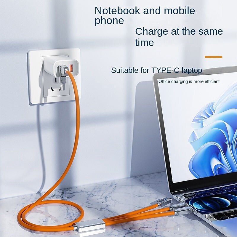 2 In 3 Fast Charging Cord For Iphone Huawei Micro Usb Type C Charger Cable 100w  6A Multi Usb Port Multiple Usb Charging Cord2