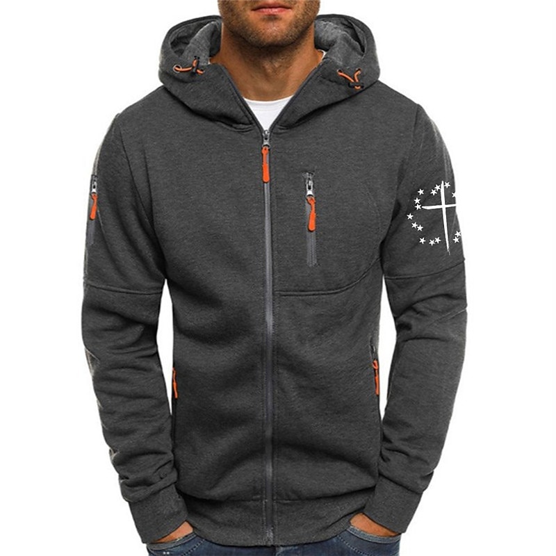 Men's Graphic Prints Stars Hoodies Long Sleeve Sweatshirts Hooded Fashion Daily Vacation Going out Spring & Fall Black White Navy Blue Clothing Apparel Designer S M L XL 2XL 3XL3