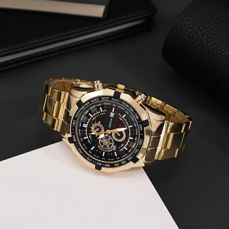 3pcs/set Fashion Mens Business Quartz Watch & Casual Necklace & Bracelet4