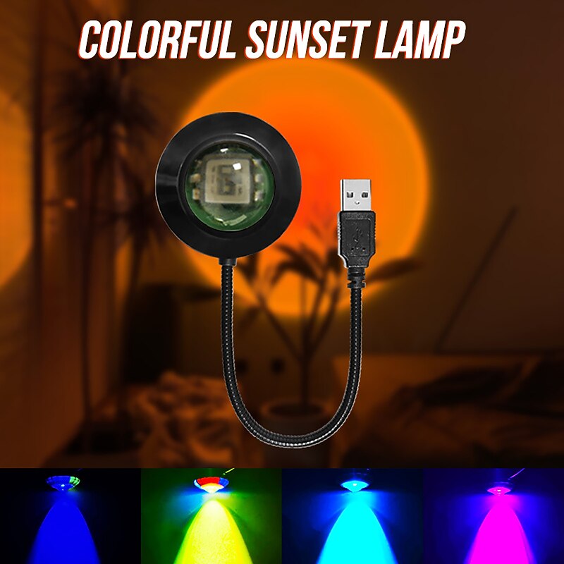 LED Sunset Night Light Sunset Lamp USB LED Desk Lamp Live Broadcast Photo Fill Light Colorful Day Lamp Colorful Atmosphere Light