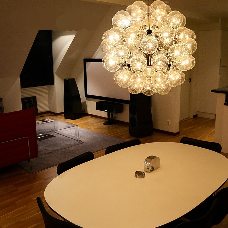 Stainless Steel Ball Pendant And Ceiling Lights, 50/60/80cm E26/E27 Globe Pendant Lights With Clear Glass Ball,Modern Industriel Pendant Lamp For Living Room Bedroom 110-240V4