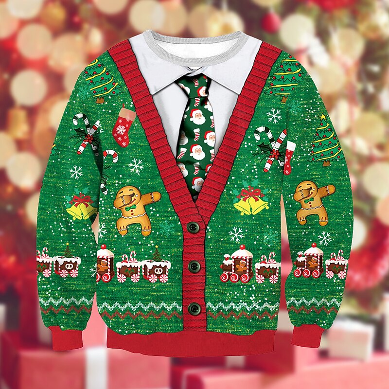 Christmas Santa Claus Sweatshirt Pullover Funny Christmas Sweatshirt 3D Print For Couple's Men's Women's Adults' Christmas Carnival New Year 3D Print Daily Wear Vacation3