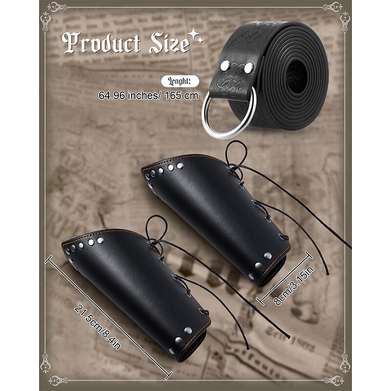 Retro Vintage Medieval Renaissance Pants Outfits Waist Belt Pirate Viking Ranger Fancy Dress Men's Viking Fantasy Halloween Carnival Masquerade Carnival Performance Masquerade Adults' Shirt Pants Belt4