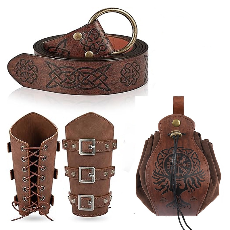 Retro Vintage Medieval Steampunk Waist Belt Scabbard Belt Pouch Pirate Viking Ranger Fancy Dress Unisex Celtic Viking Halloween Carnival Performance Party LARP Adults' Bag Waist Belt3