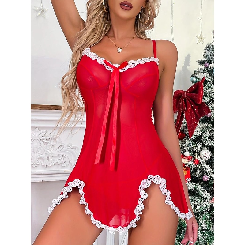 Santa Claus Mrs.Claus Christmas Pajamas Sexy Christmas Costumes Women's Christmas Adults' Christmas New Year Christmas Eve Home Wear Dress4