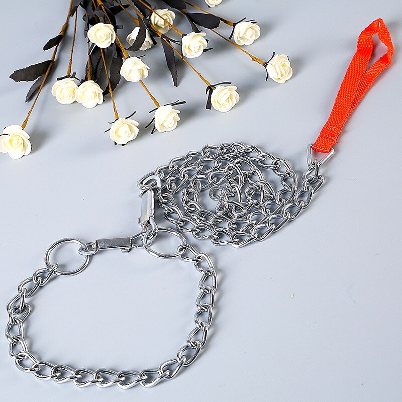 Pet Products Chrome Plated Pet Anti Bite Dog Chain Iron Chain With Neck Loop Length 160cm2