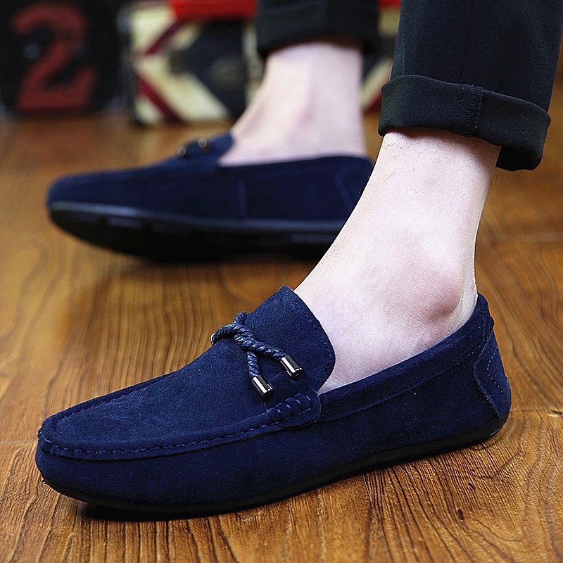 Men's Burgundy Faux Suede Loafers – Stylish Slip-On Moccasin Driving Shoes with Decorative Lace for Casual and Formal Occasions2