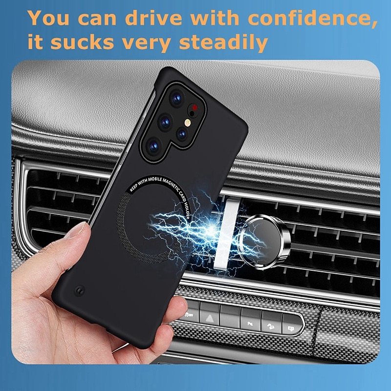 Phone Case For Samsung Galaxy S24 S23 S22 S21 FE S21 Ultra Plus Back Cover With Magsafe Support Wireless Charging Matte Frosted Shockproof Solid Color Retro PC2