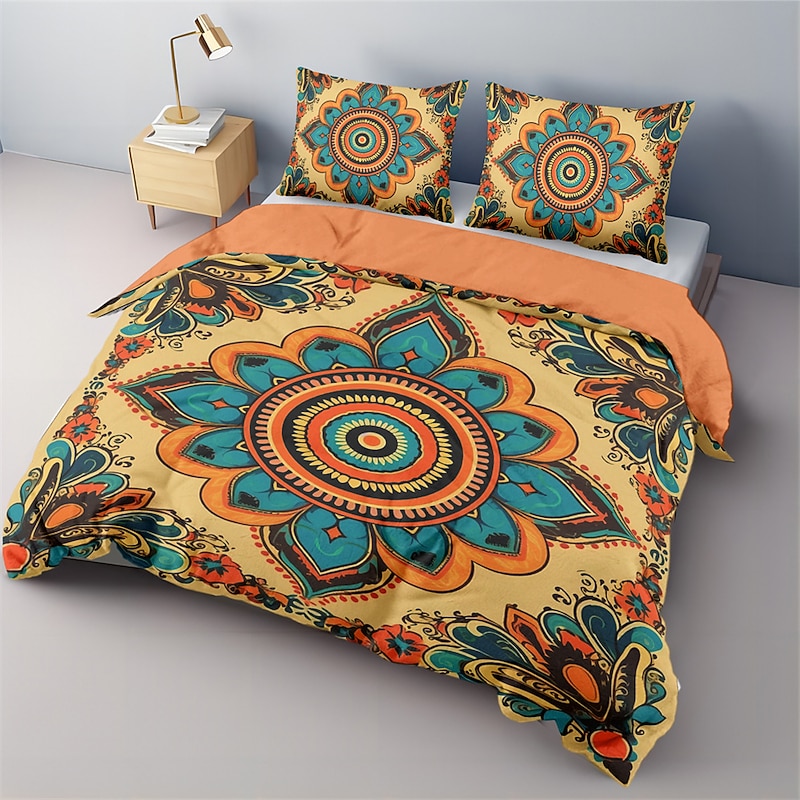 Bohemian mandala  Cotton Bedding Set Lightweight And Soft 2/3 Piece Set Suitable For Adults And Children Cotton Bedding SetKing Queen Duvet Cover