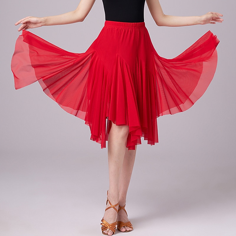Latin Dance Latin Salsa Dance Skirts Pure Color Women's Performance Daily Wear Natural Tulle3