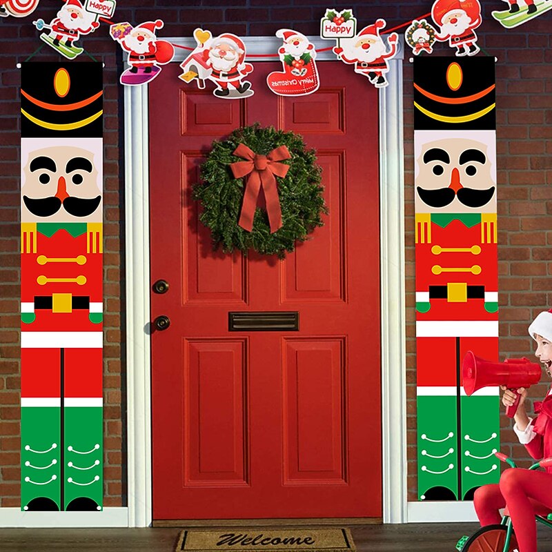 Merry Christmas Door Banner Porch Sign Background Cloth Banner Origin Source Of Goods Christmas Couplet2