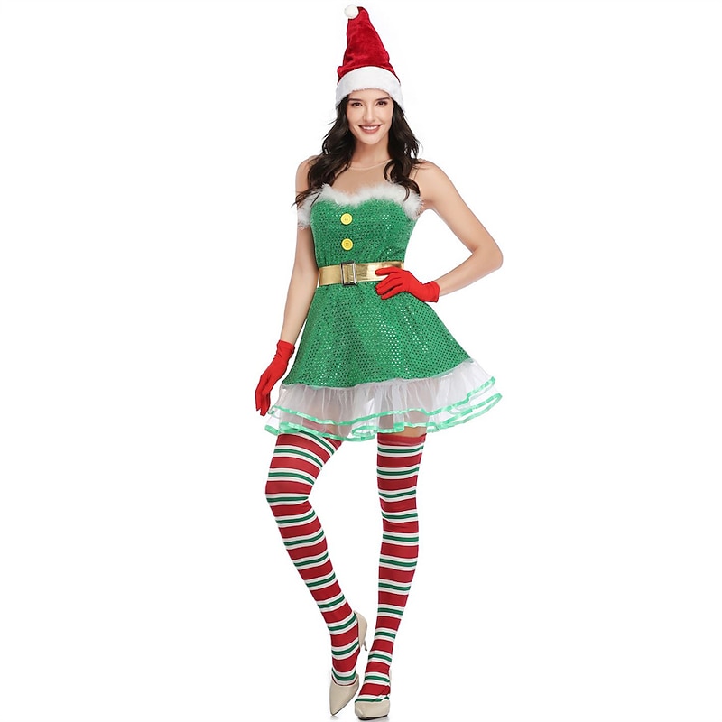 Elf Sexy Costumes Fancy Christmas Dress Cosplay Costumes Women's Christmas Cosplay Costume Adults Christmas Masquerade Christmas Party Dress Belt Hat4