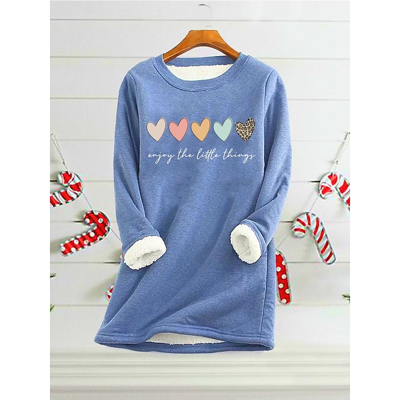 Women's Fleece Lined Pullover Sweatshirt Pajamas Warm Fuzzy Long Sleeve Round Neck Crewneck Black Yellow Pink Dark Pink Red Fall & Winter2