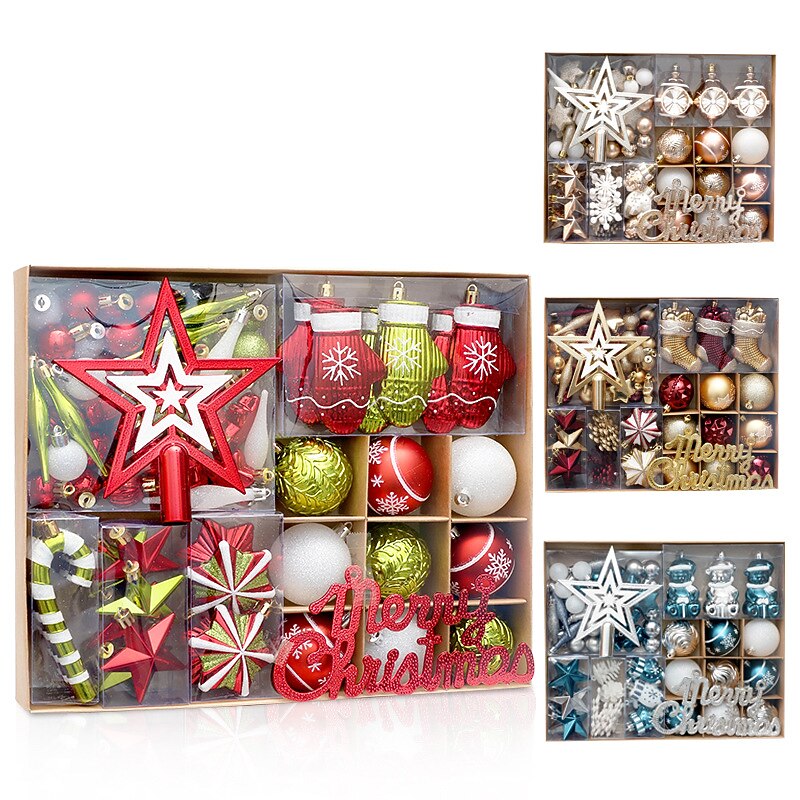 Christmas Decorations 70pcs Painted Tree Top Star Christmas Ball Set Decorations Christmas Tree Decoration Pendants2