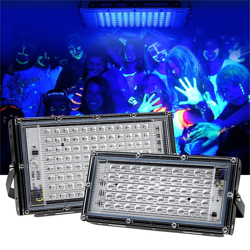 LED UV Floodlight 395nm/365nm Waterproof Stage Lamp Black Light- 110V/220V Party Light with US/EU Plug 1/2pcs