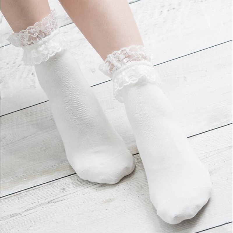 1 PairWomen's Ankle Socks Low Cut Socks Wedding Party Daily Lace Retro Classic Lolita Vintage Retro Washable Socks2