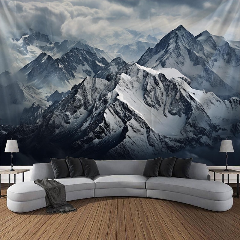 Snow Mountain Hanging Tapestry Wall Art Large Tapestry Mural Decor Photograph Backdrop Blanket Curtain Home Bedroom Living Room Decoration