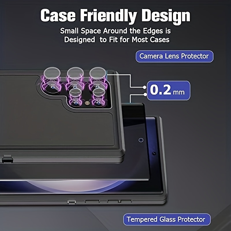 [1+2Pack] Screen Protector + Camera Lens Protector For Samsung Galaxy S25 Ultra S25 Ultra Plus S24 Ultra Plus S23 S22 S21 S20 Ultra Plus FE Note 20 Ultra Tempered Glass Privacy Anti-Spy 9H Hardness4