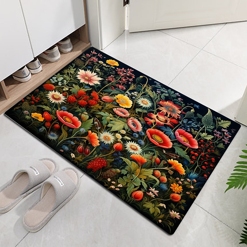 Colorful Floral Doormat Floor Mats Washable Rugs Kitchen Mat Non-Slip Oil Proof Rug Indoor Outdoor Mat Bedroom Decor Bathroom Mat Entrance Rug3