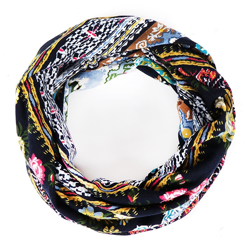 1pcs Bohemia Soft Flower Print Beanie Hat Thin Style Comfortable Cap Circumference 56-58CM3