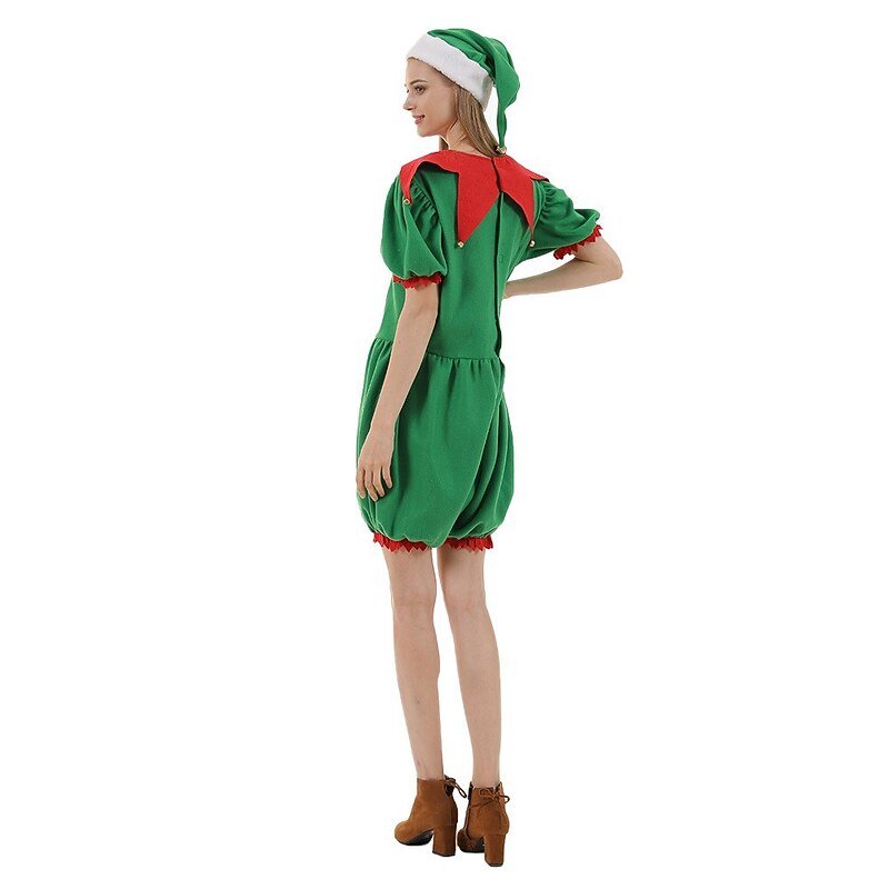 Elf Dress Fancy Christmas Dress Women's Girls' Christmas Kid's Adults' Christmas New Year Christmas Eve Christmas Party New Year Eve Dress Hat2