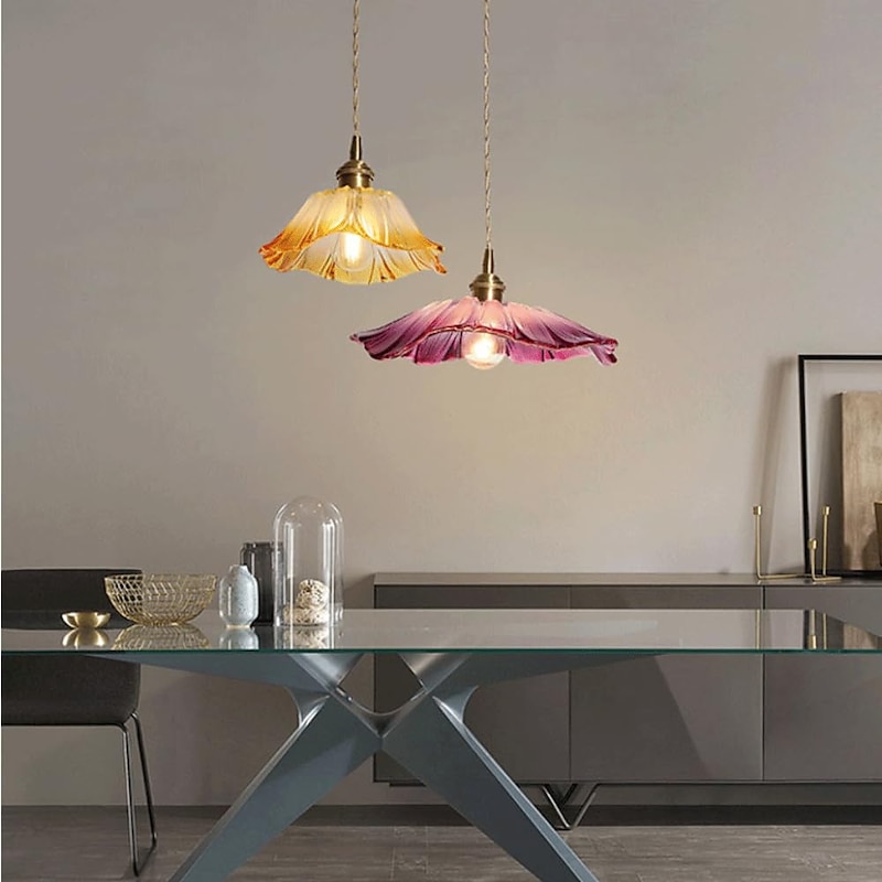 Pendant Light E27 Base Single Head Decoration Stained Glass Chandelier Lampshade Nordic Creative Style Lighting Fixtures Balcony Meeting Room Cafe Hanging Lamp 110-240V