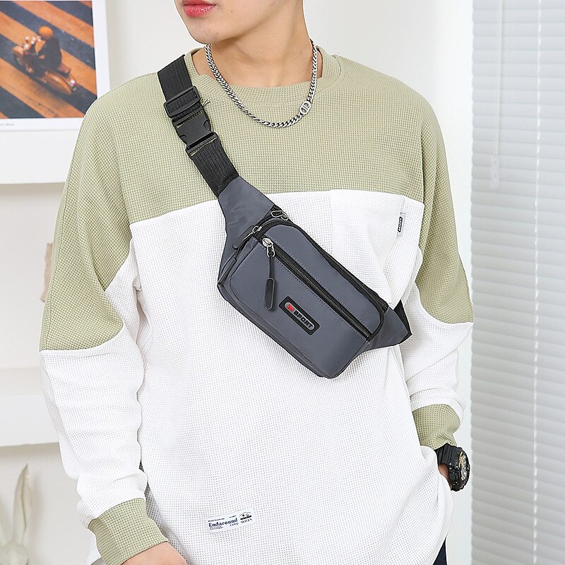 Men's Crossbody Bag Shoulder Bag Belt Bag Nylon Outdoor Daily Holiday Zipper Large Capacity Lightweight Durable Solid Color Lake blue Black Red2